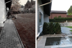 Vorher und Nachher eines Gartens mit 2 Ebenen