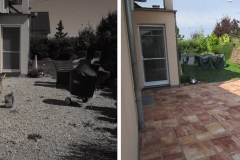 Vorher und Nachher einer mediterranen Terrassengestaltung